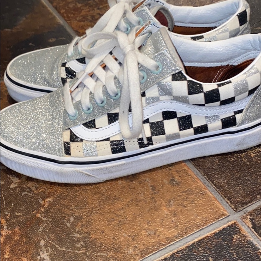 Grey / Black / White Glitter Vans